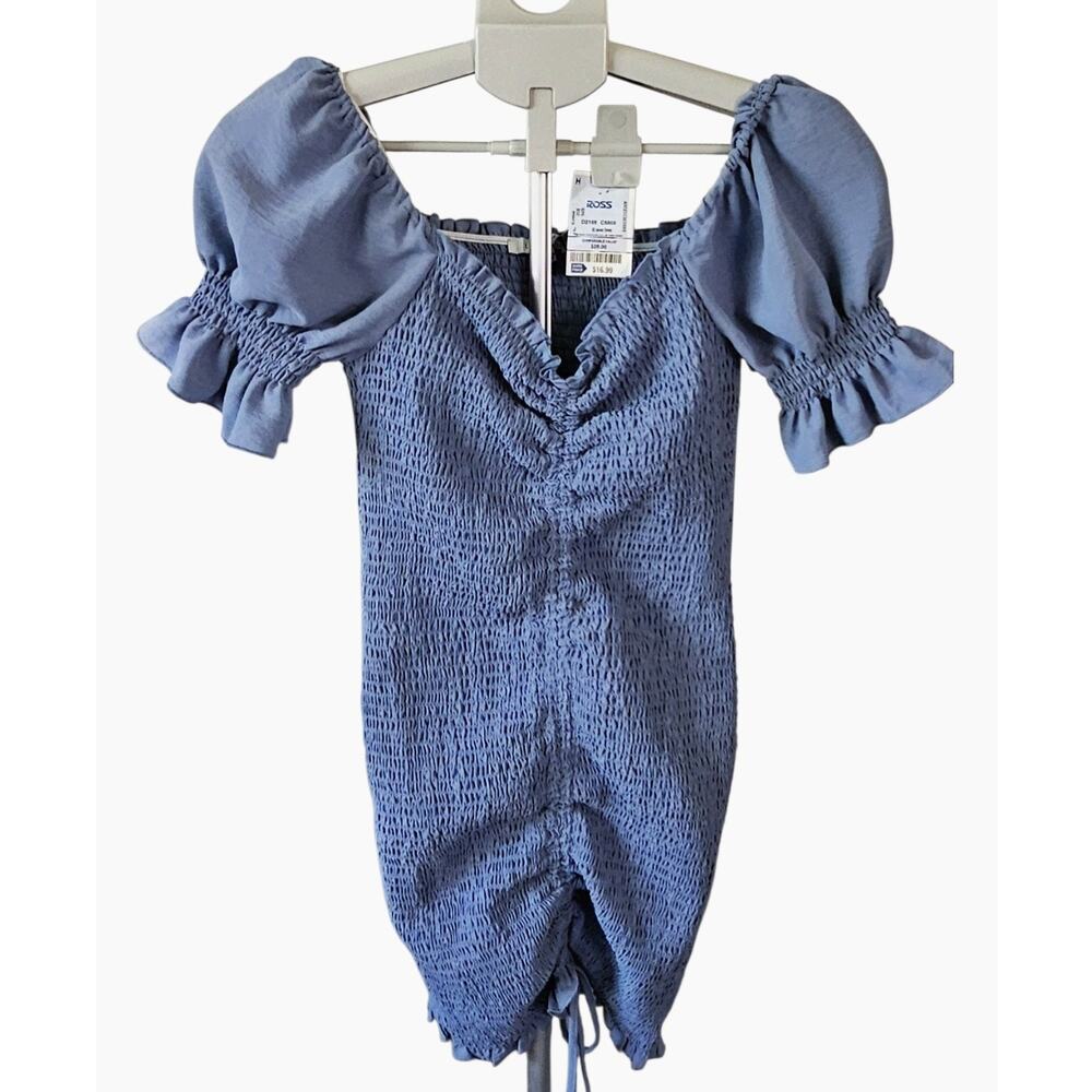 Love Tree Light Blue Smocked Bodycon Mini Dress Junior's SZ M